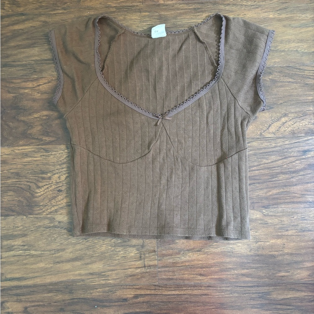 Urban Outfitters Brown Eyelet Crop Top